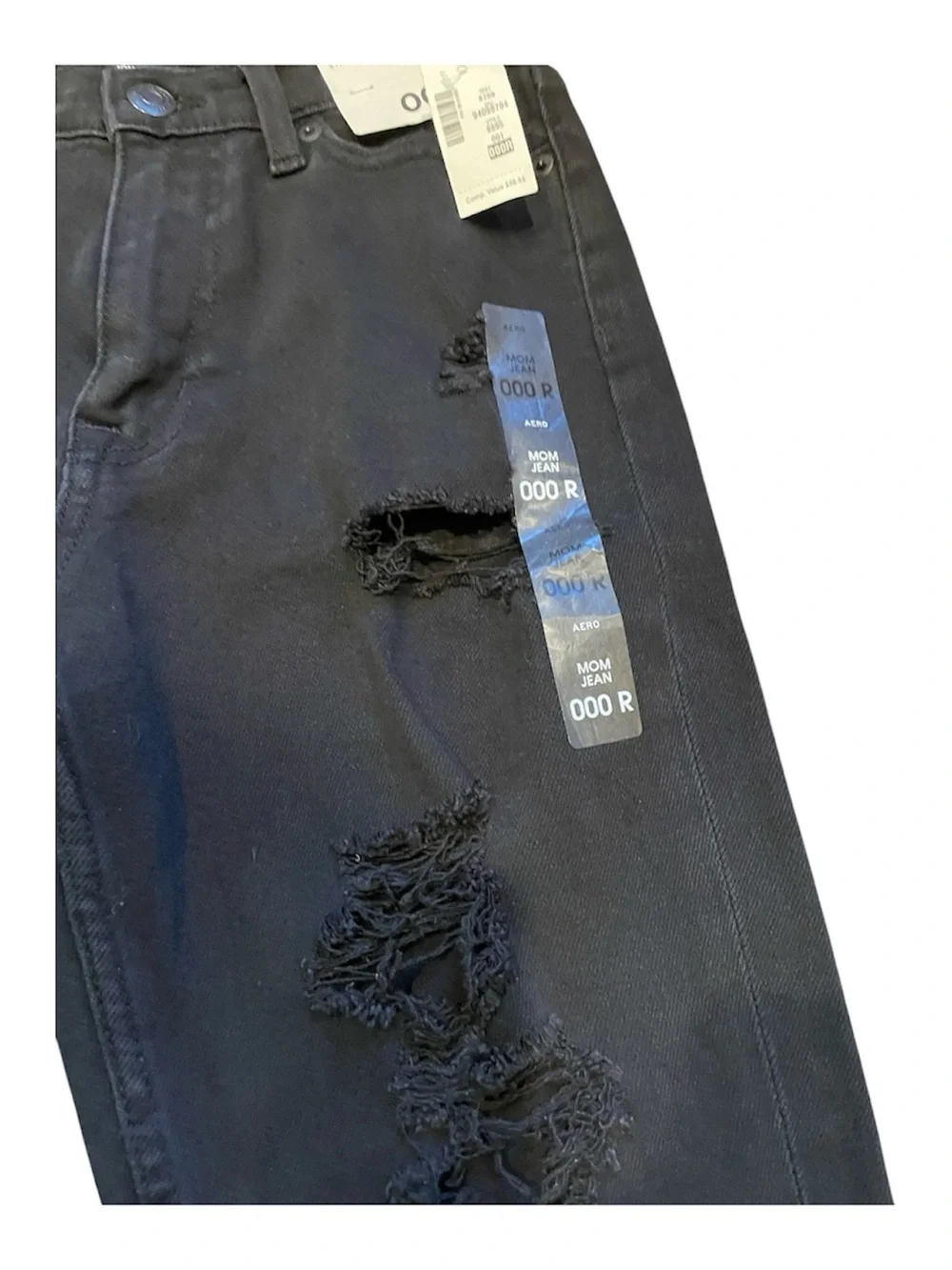 Aeropostale Mom Jeans Black Distressed Sz 000R